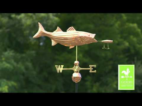 Good Directions 9602P Bass With Lure Weathervane - Polished Copper