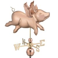 9612P flying pig weathervane polished copper