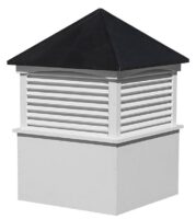 medium square vinyl cupola with louvers and straight aluminum roof