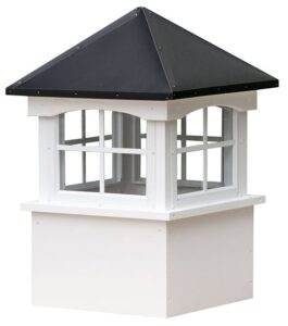 medium square vinyl cupola with windows and straight aluminum roof