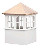 large square vinyl cupola with windows and straight copper roof