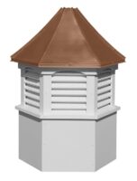 hexagon vinyl cupola topper with louvers and concave copper roof